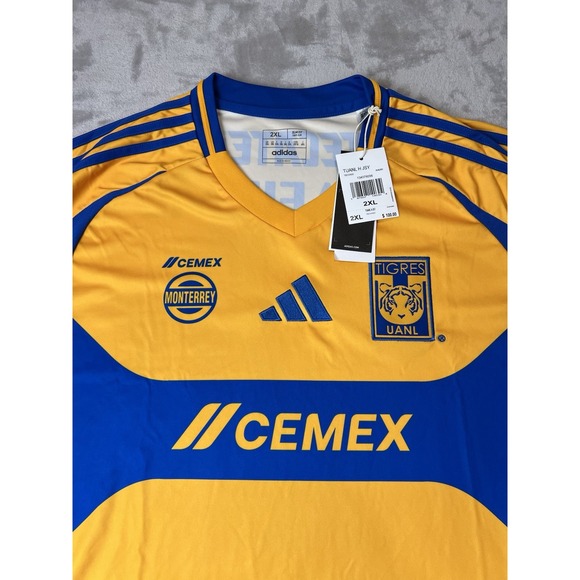 Adidas Tigres UANL Jersey 2XL BNWT Liga MX Soccer Futbol Shirt Monterrey Cemex - Picture 1 of 4